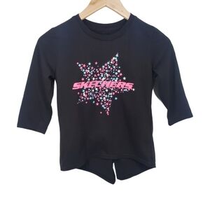 Skechers Active Top Girl's 3/4 Sleeve Star Graphic Black Shirt Size‎ 10/12